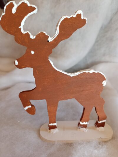 🎄 Renne enneigé du Village du Lys Enchanté – Décoration artisanale de Noël