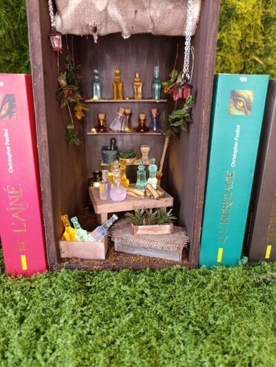 l’Échoppe des distillats – booknook féerique pour bibliothèque